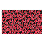Red And Black Frangipani Pattern Print Polyester Doormat