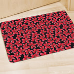 Red And Black Frangipani Pattern Print Polyester Doormat