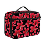 Red And Black Frangipani Pattern Print Portable Lunch Bag