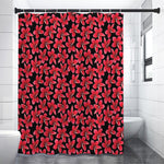 Red And Black Frangipani Pattern Print Premium Shower Curtain
