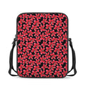 Red And Black Frangipani Pattern Print Rectangular Crossbody Bag