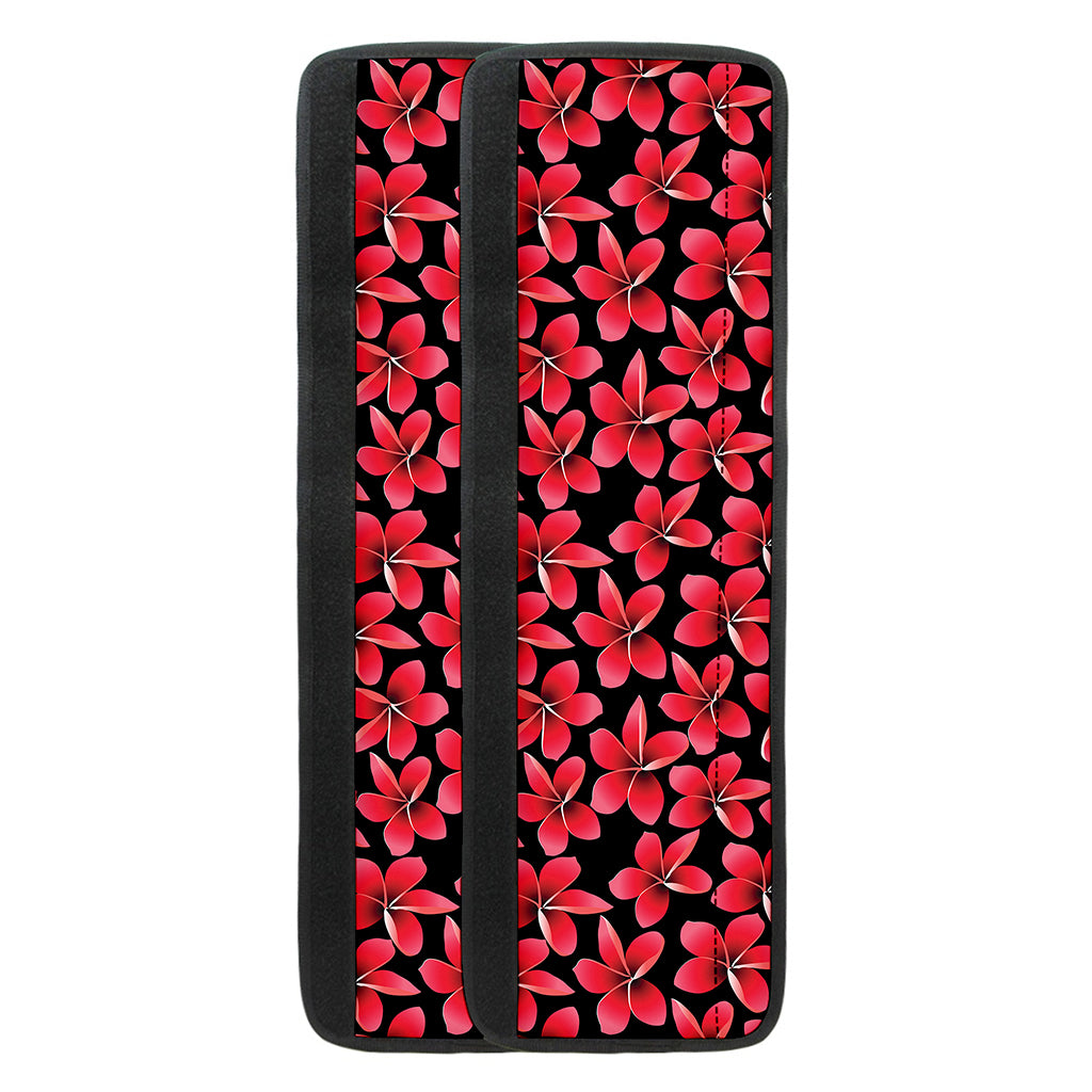 Red And Black Frangipani Pattern Print Refrigerator Handle Covers