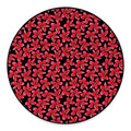 Red And Black Frangipani Pattern Print Round Floor Mat
