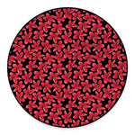Red And Black Frangipani Pattern Print Round Floor Mat