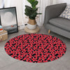 Red And Black Frangipani Pattern Print Round Rug