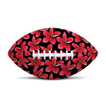 Red And Black Frangipani Pattern Print Rugby Ball
