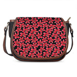 Red And Black Frangipani Pattern Print Saddle Bag