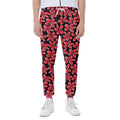 Red And Black Frangipani Pattern Print Joggers
