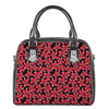 Red And Black Frangipani Pattern Print Shoulder Handbag