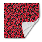 Red And Black Frangipani Pattern Print Silk Bandana