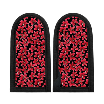 Red And Black Frangipani Pattern Print Skillet Handle Cover