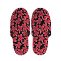 Red And Black Frangipani Pattern Print Slippers