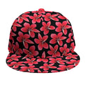Red And Black Frangipani Pattern Print Snapback Cap