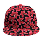 Red And Black Frangipani Pattern Print Snapback Cap