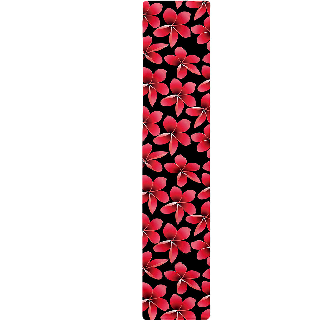 Red And Black Frangipani Pattern Print Table Runner