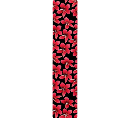 Red And Black Frangipani Pattern Print Table Runner