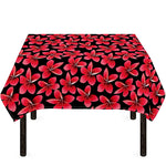 Red And Black Frangipani Pattern Print Tablecloth