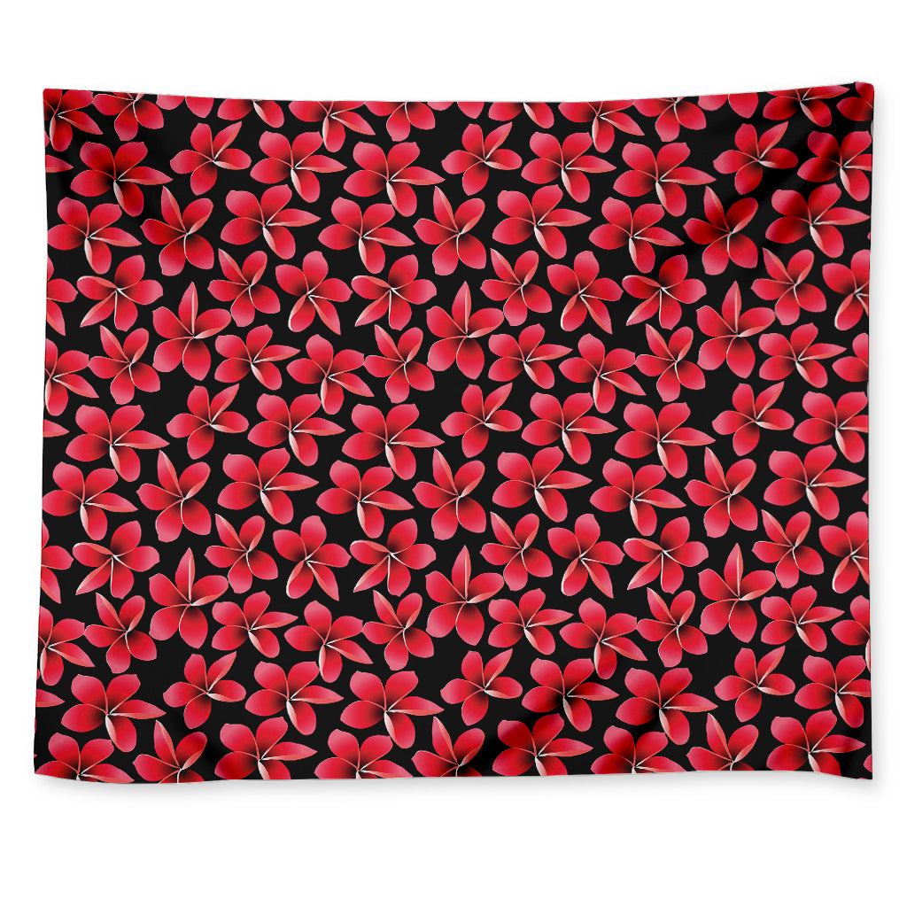 Red And Black Frangipani Pattern Print Tapestry
