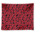 Red And Black Frangipani Pattern Print Tapestry
