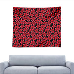 Red And Black Frangipani Pattern Print Tapestry