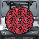 Red And Black Frangipani Pattern Print Tire Cover With Camera Hole