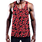 Red And Black Frangipani Pattern Print Training Tank Top