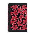 Red And Black Frangipani Pattern Print Trifold Wallet