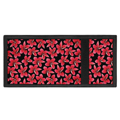 Red And Black Frangipani Pattern Print Trifold Wallet