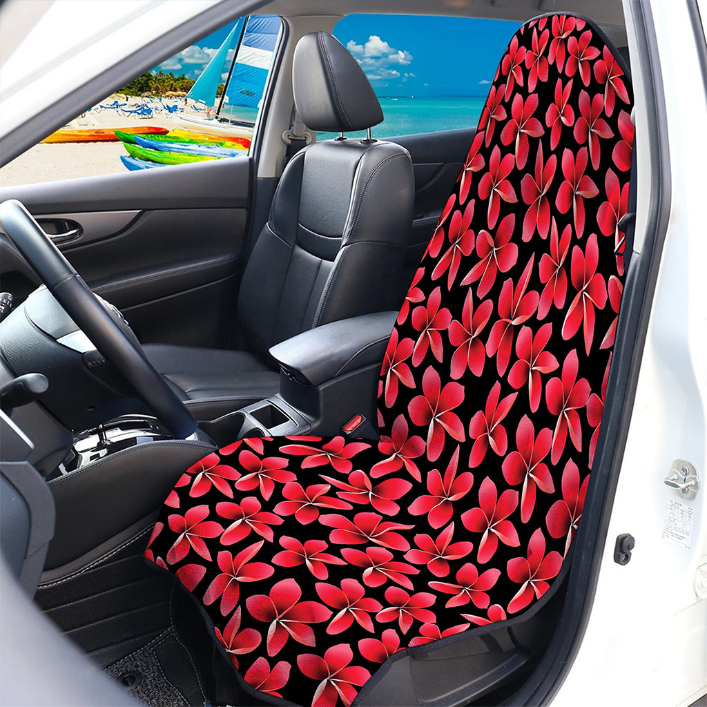 Red And Black Frangipani Pattern Print Waterproof Car Seat Cover