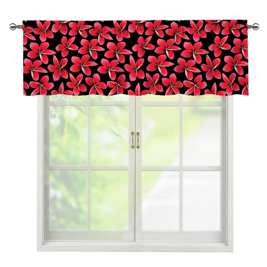 Red And Black Frangipani Pattern Print Window Valance