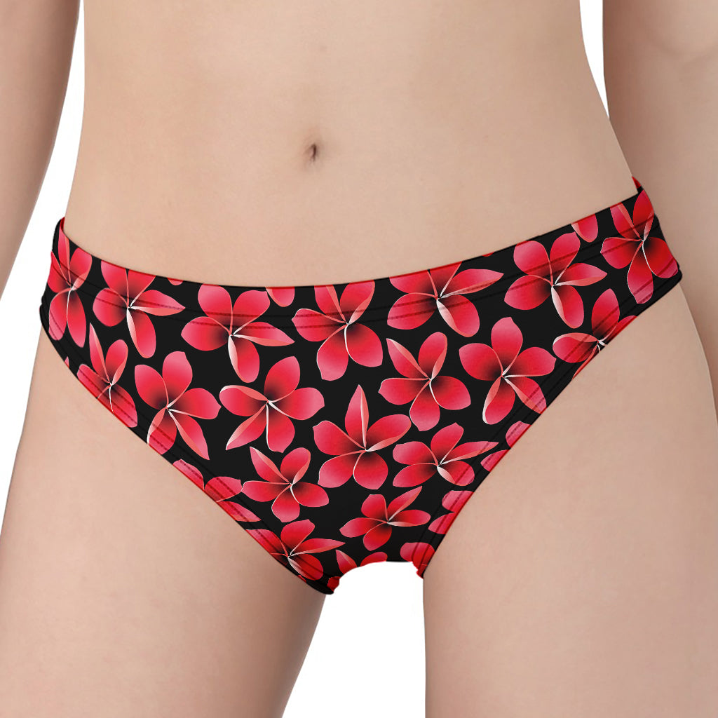 Red And Black Frangipani Pattern Print Women's Panties