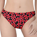 Red And Black Frangipani Pattern Print Women's Thong