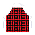 Red And Black Harlequin Pattern Print Adjustable Apron