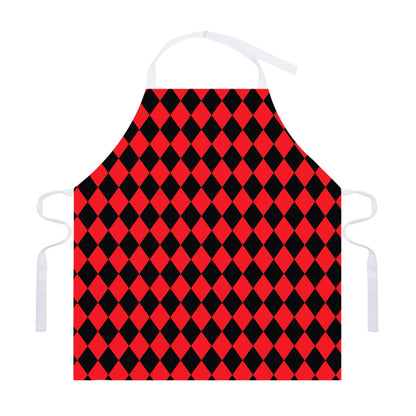 Red And Black Harlequin Pattern Print Adjustable Apron