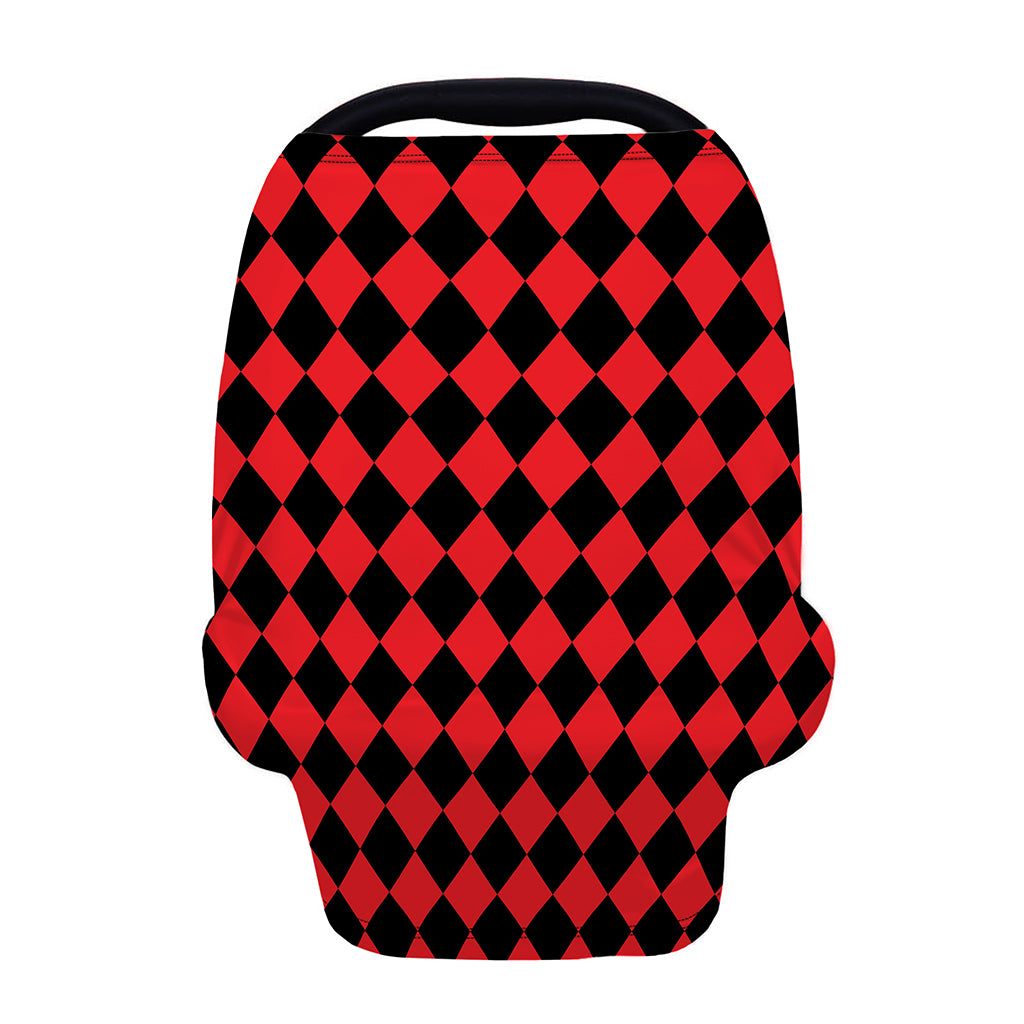 Red And Black Harlequin Pattern Print Baby Seat Cover
