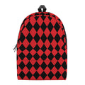 Red And Black Harlequin Pattern Print School Backpack