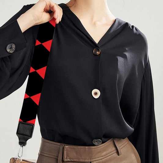 Red And Black Harlequin Pattern Print Bag Strap