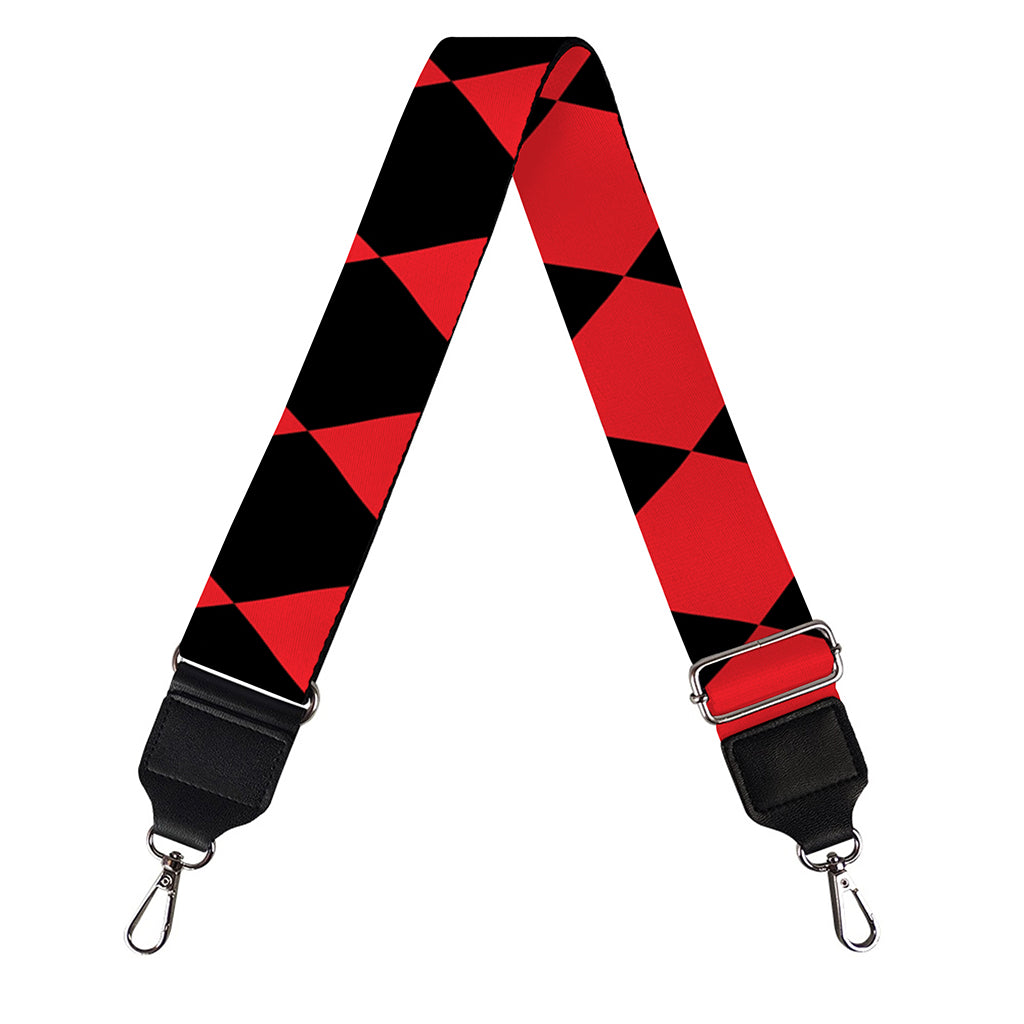 Red And Black Harlequin Pattern Print Bag Strap