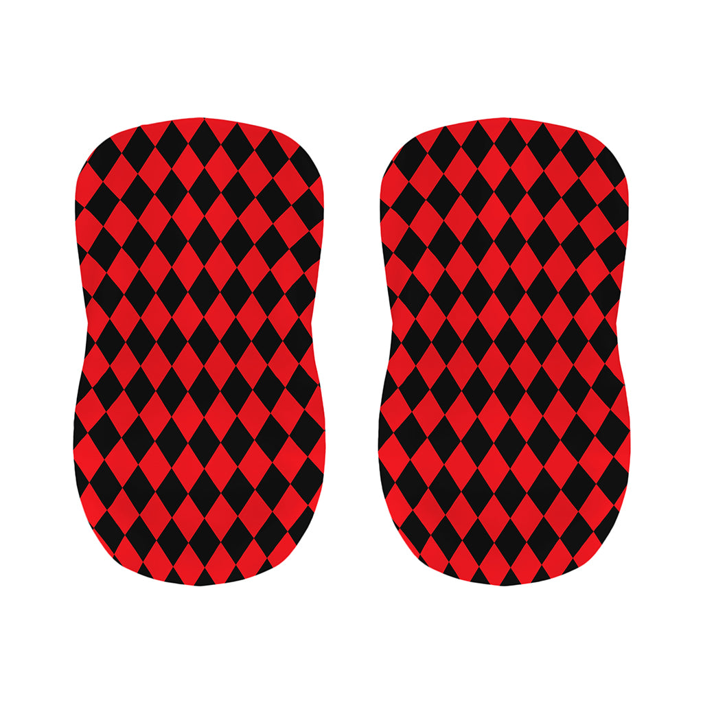 Red And Black Harlequin Pattern Print Bar Stool Covers