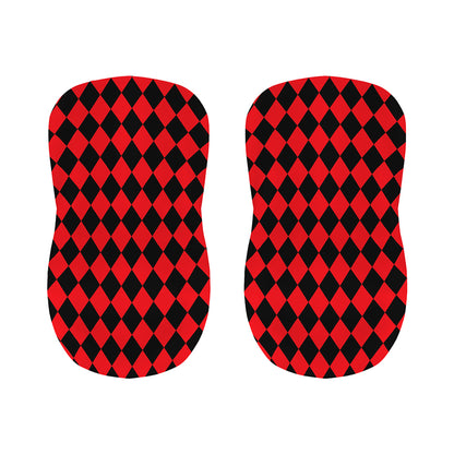 Red And Black Harlequin Pattern Print Bar Stool Covers