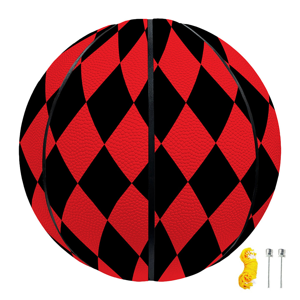 Red And Black Harlequin Pattern Print Basketball