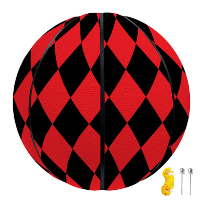Red And Black Harlequin Pattern Print Basketball