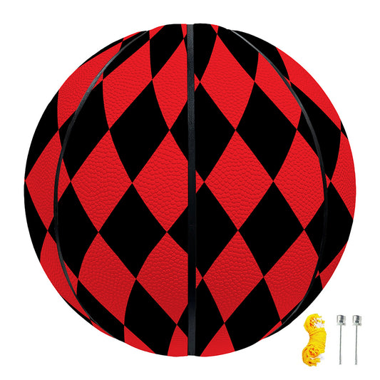 Red And Black Harlequin Pattern Print Basketball