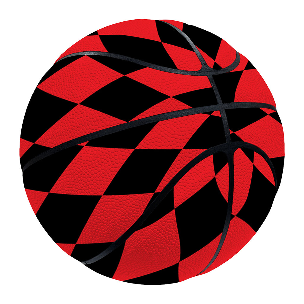 Red And Black Harlequin Pattern Print Basketball