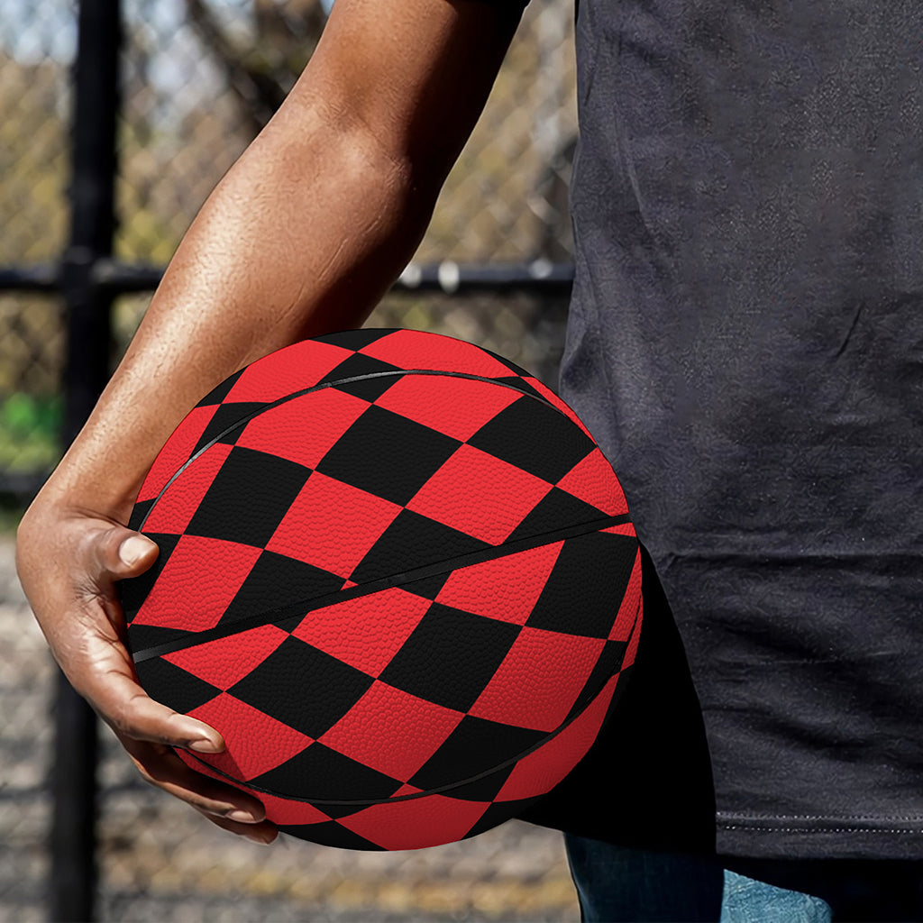 Red And Black Harlequin Pattern Print Basketball