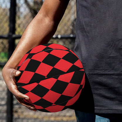 Red And Black Harlequin Pattern Print Basketball
