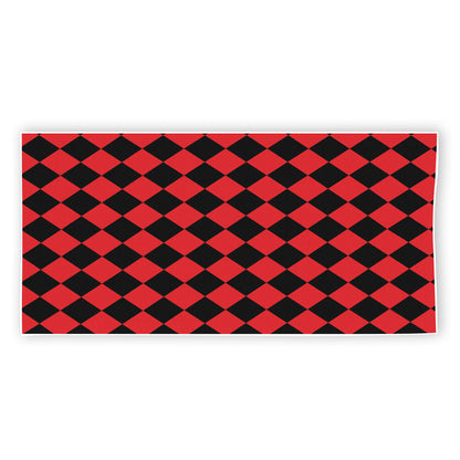 Red And Black Harlequin Pattern Print Beach Towel