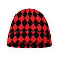 Red And Black Harlequin Pattern Print Beanie