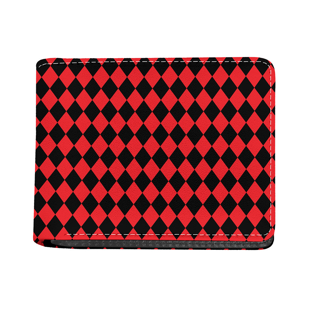 Red And Black Harlequin Pattern Print Bifold Wallet