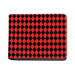 Red And Black Harlequin Pattern Print Bifold Wallet